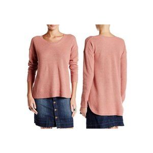 Madewell Ariel Hi-Lo Textured L/S Crew Knit Sweater Top Rosewood Pink SM
